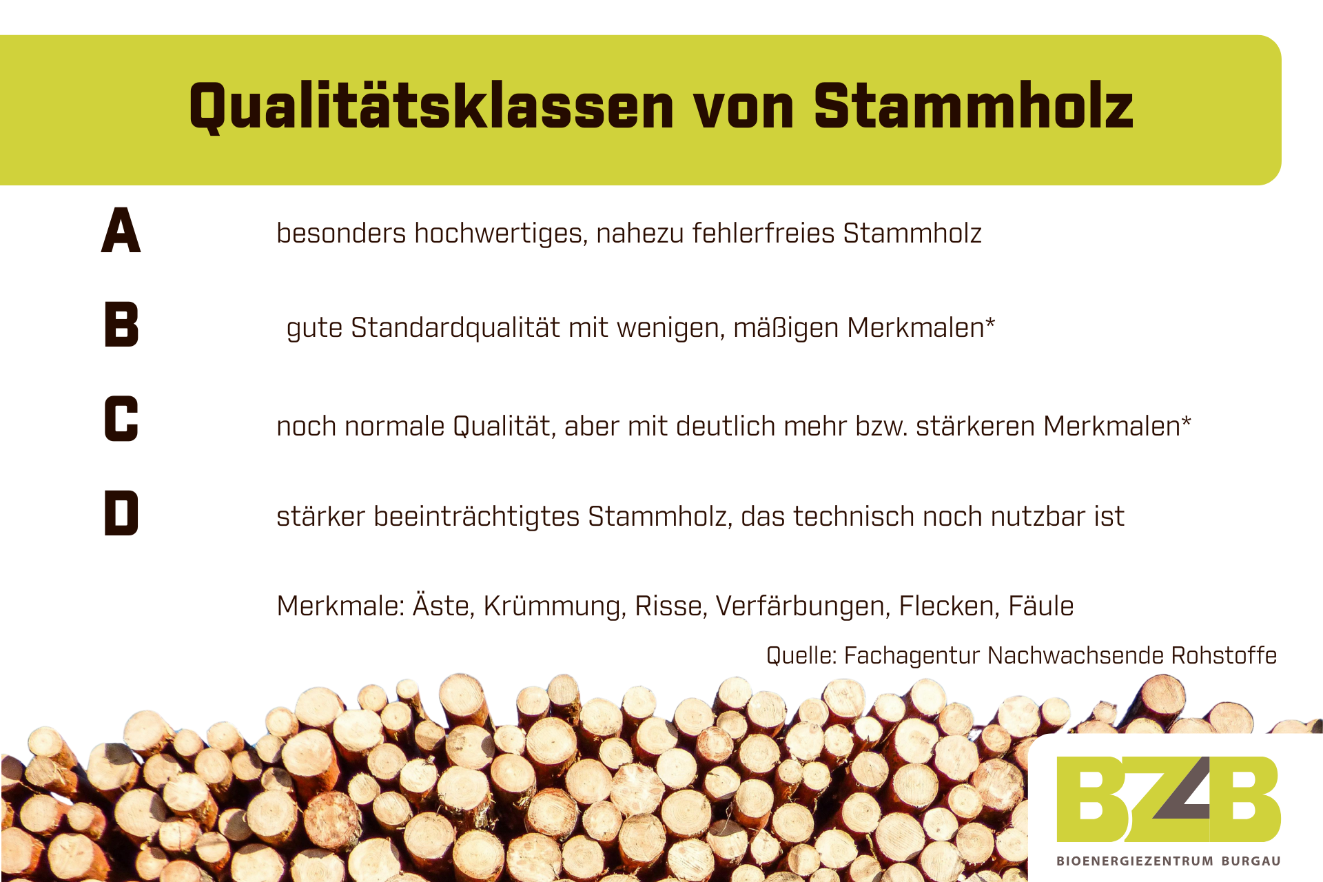 Qualit&auml;tsklasse, Stammholz, Qualit&auml;t, Langholz, Polterholz